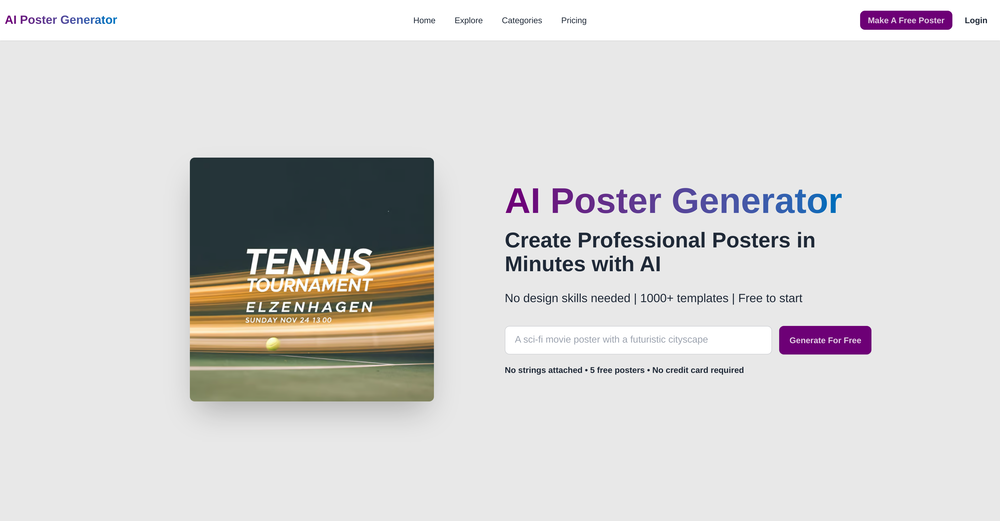 AI Poster Generator website