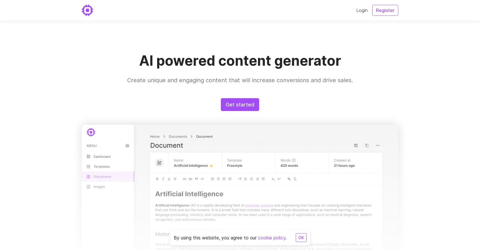 AI powered content generator website