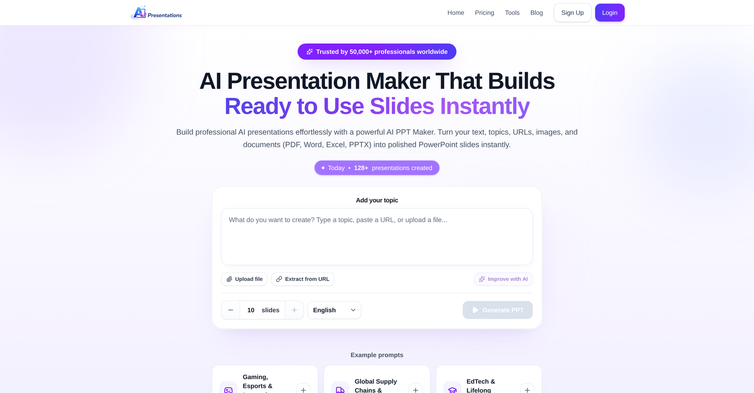 AI Presentations App website