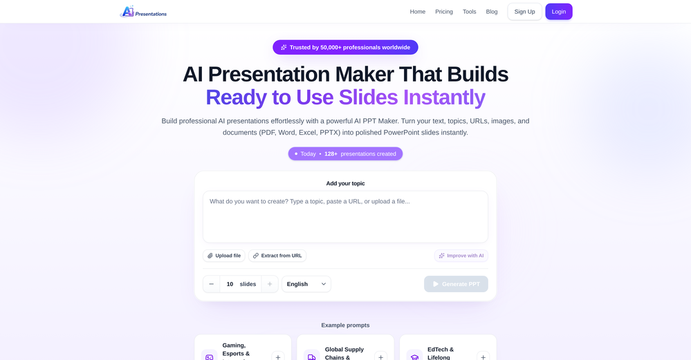 AI Presentations App website