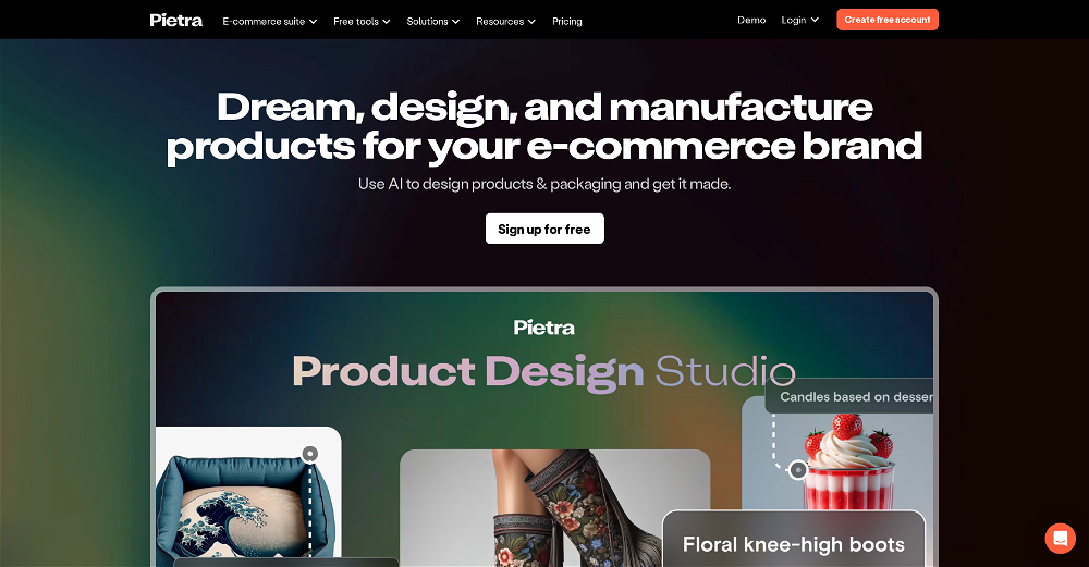 AI Product Design by Pietra website