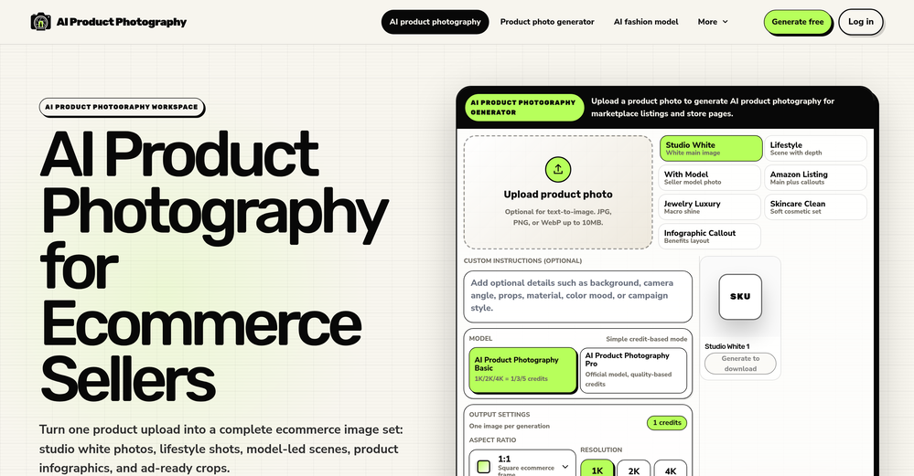 AI Product Photography.app website
