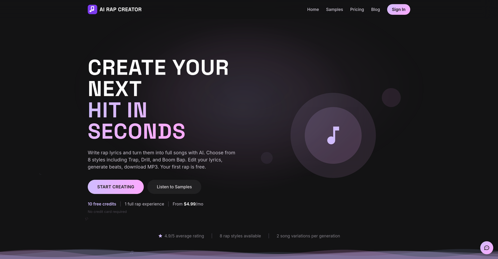 AI Rap Creator.com website