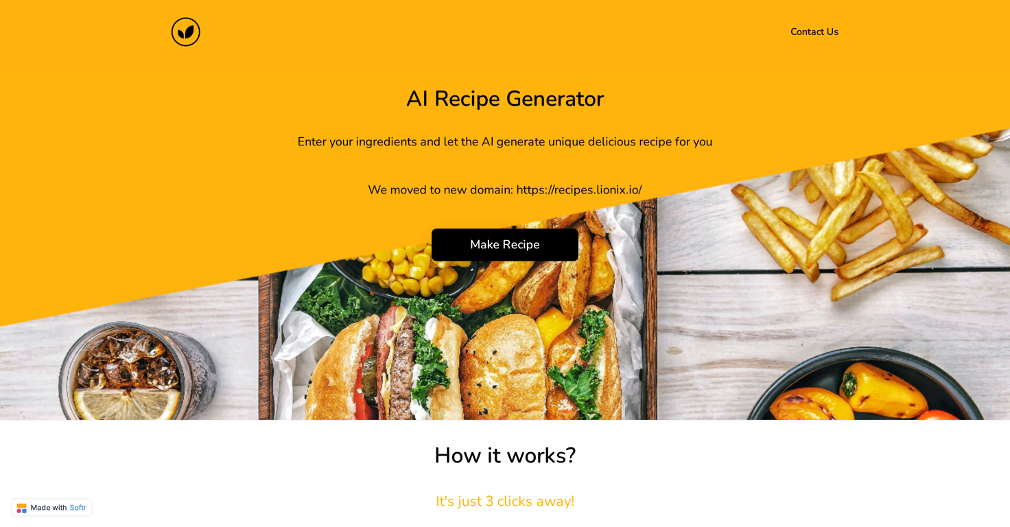AI Recipe Generator website