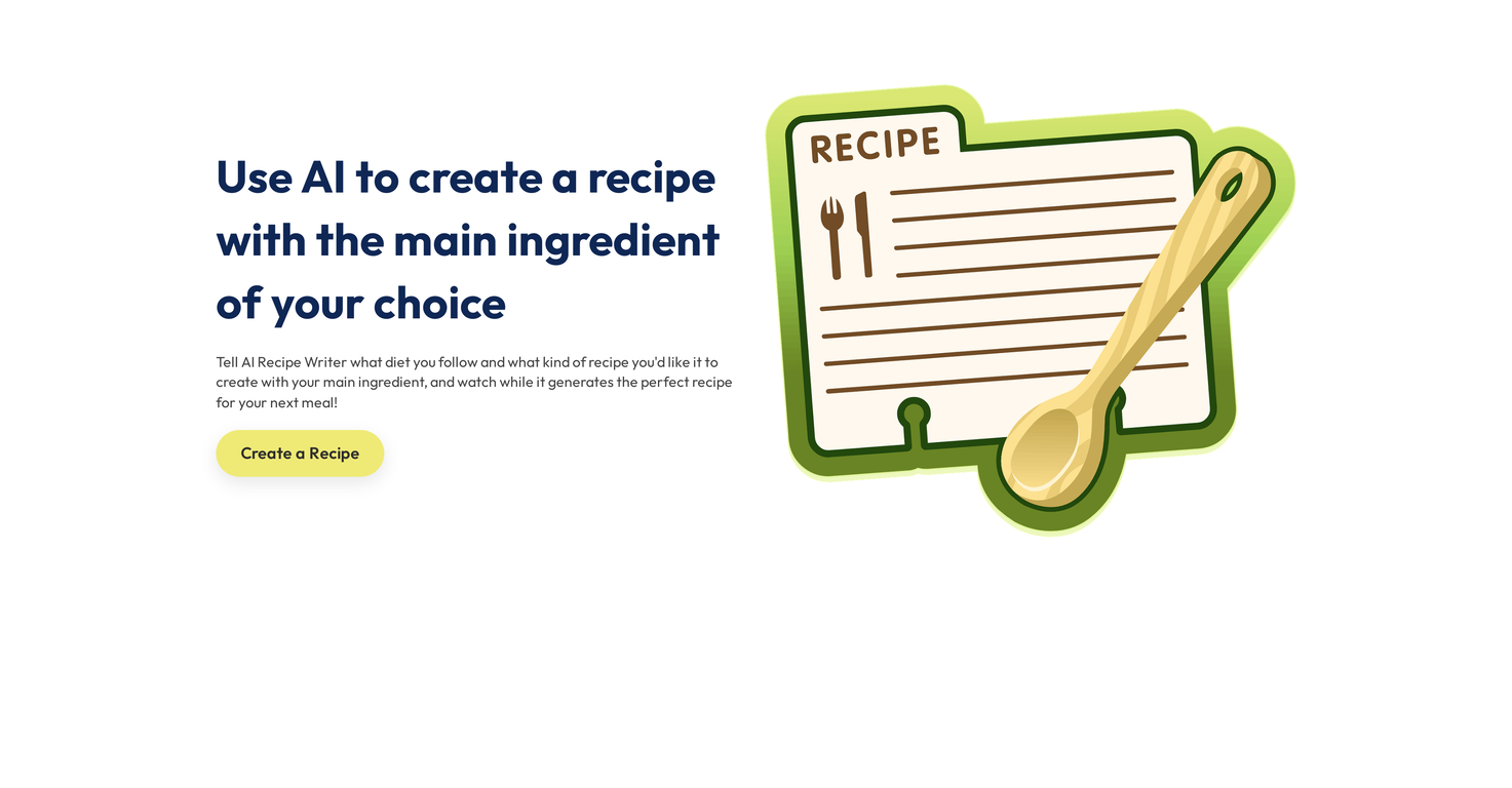 AI Recipe Writer website