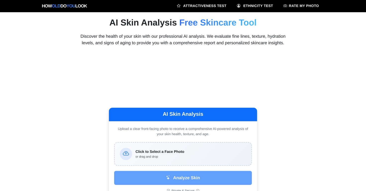 AI Skin Analysis by HowOldDoYouLook website