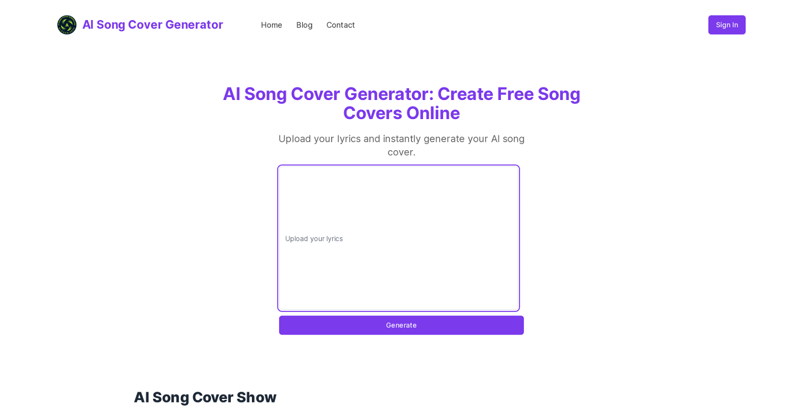 AI Song Cover Generator website
