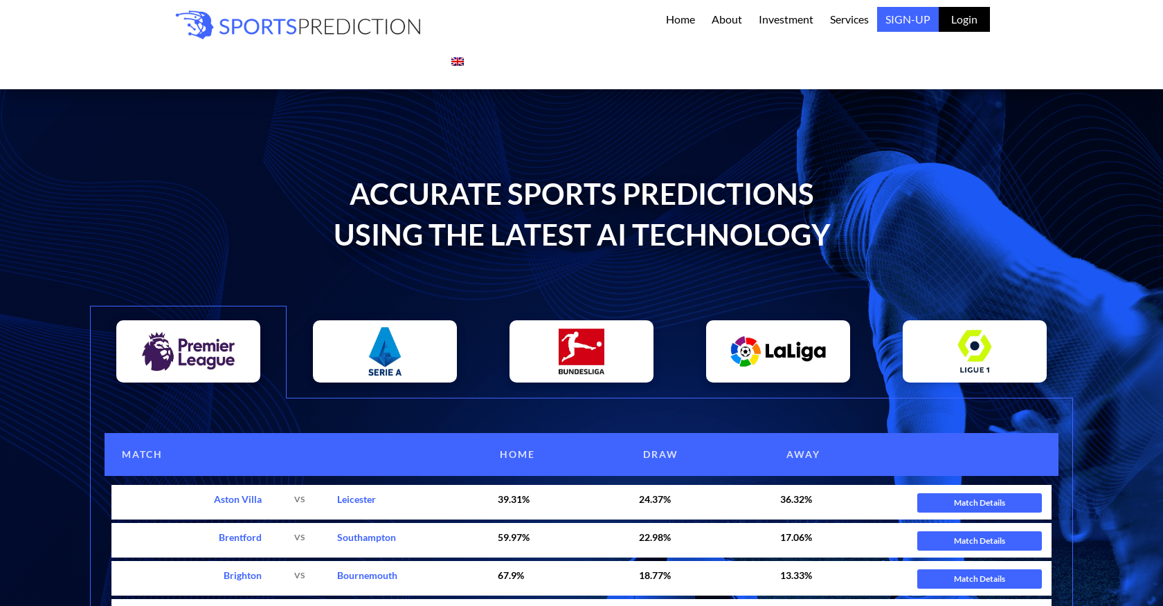 Sunday match prediction (win, draw and lost)