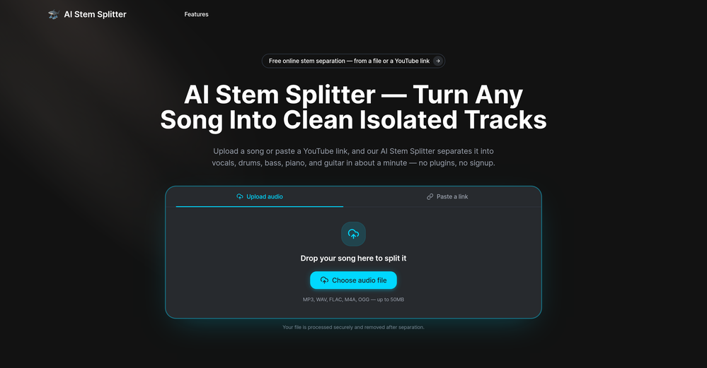AI Stem Splitter website