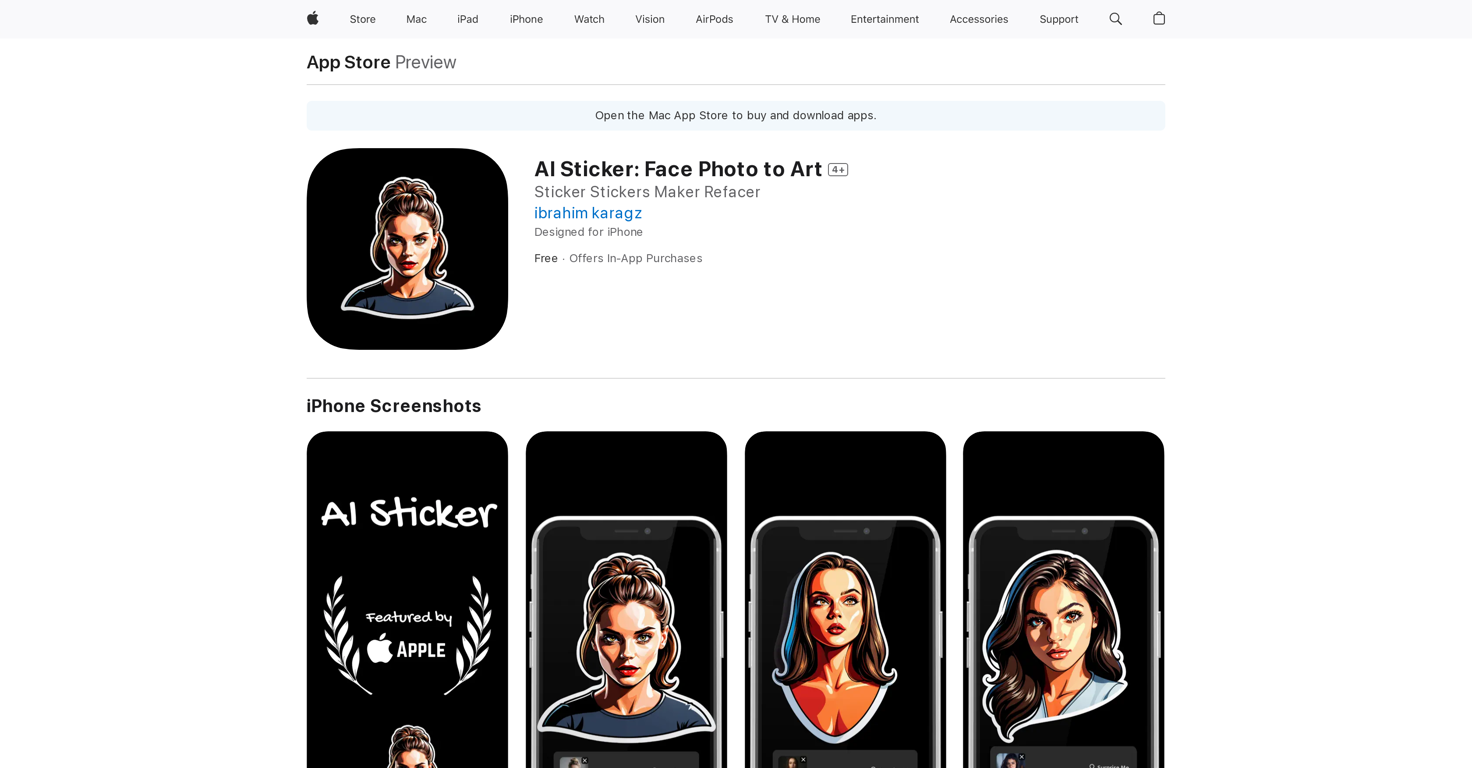 AI Sticker: Face Photo to Art website