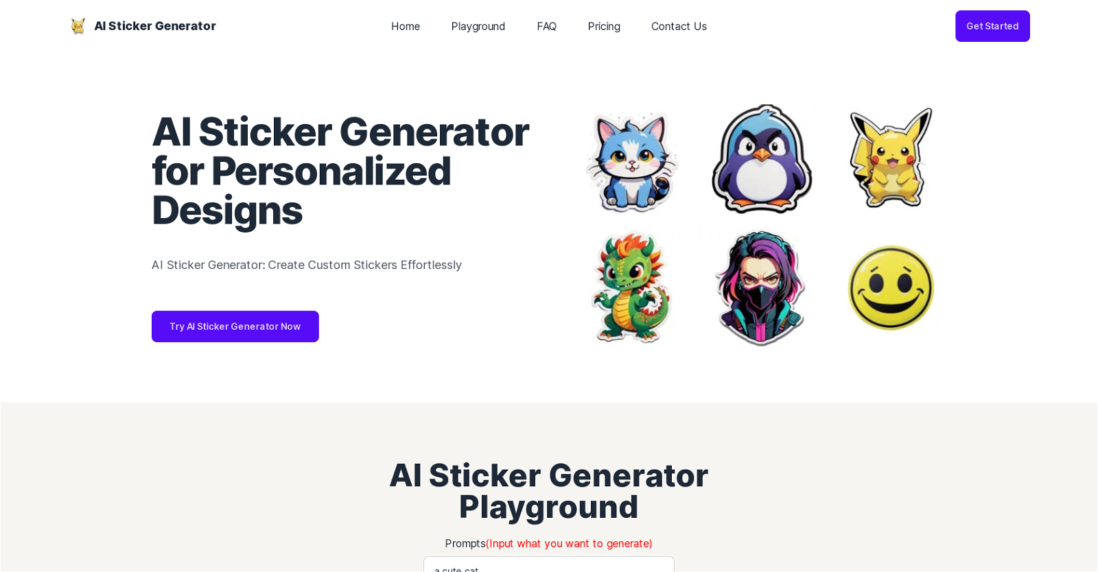 AI Sticker Generator website