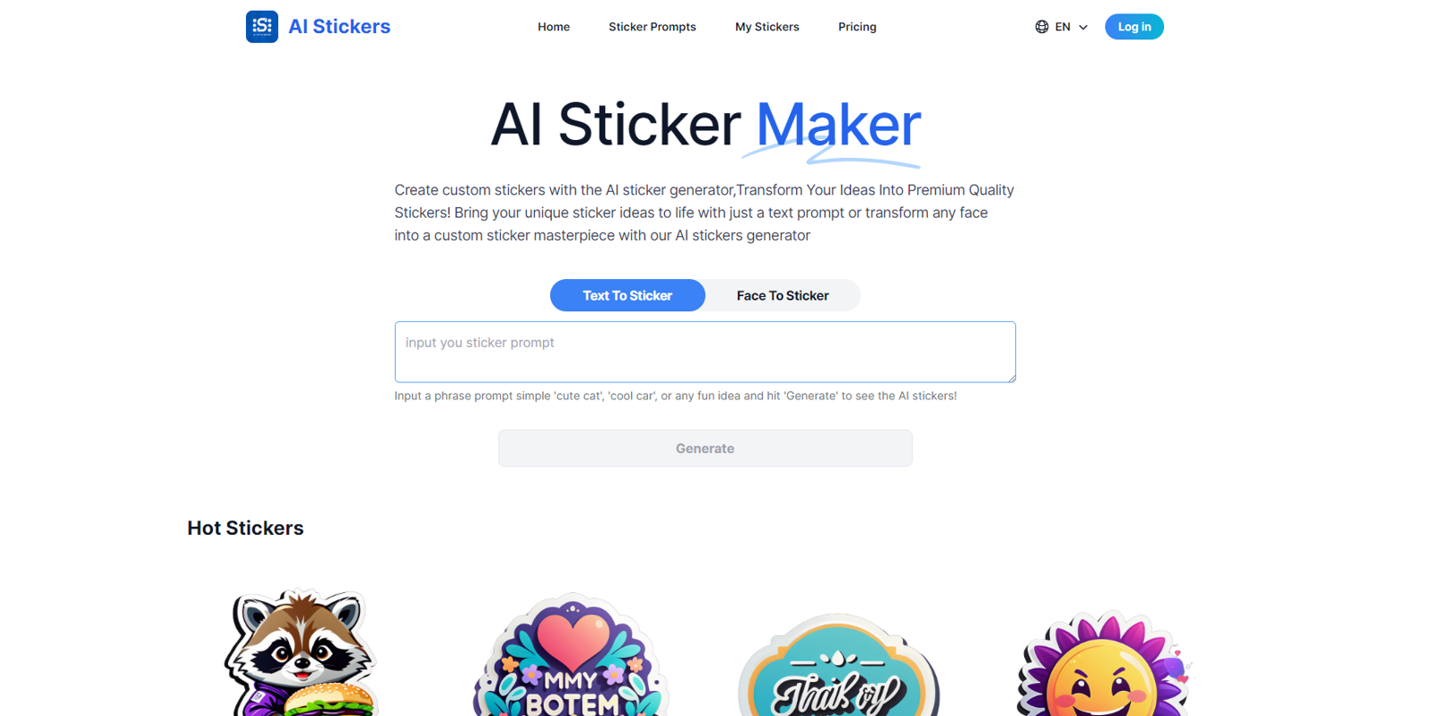 AI Stickers website