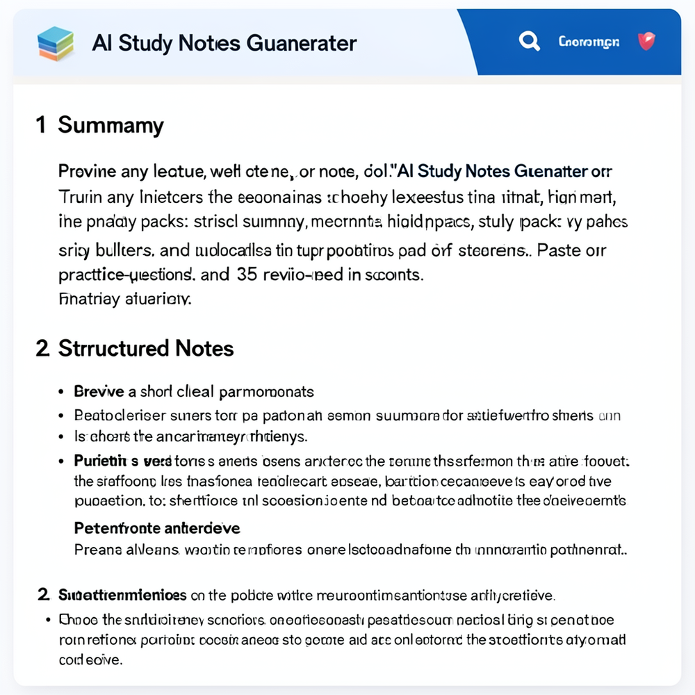 AI Study Notes Generator website