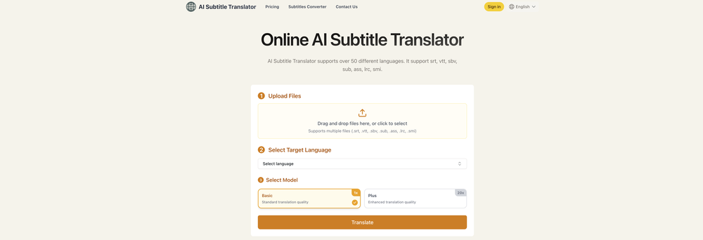 AI Subtitle Translator website