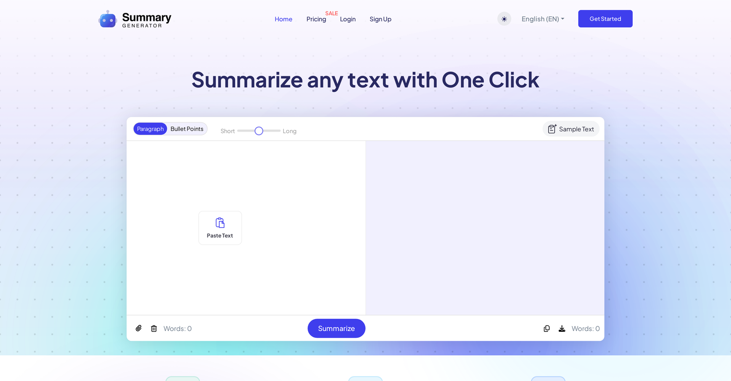 Ai Summary Generator website
