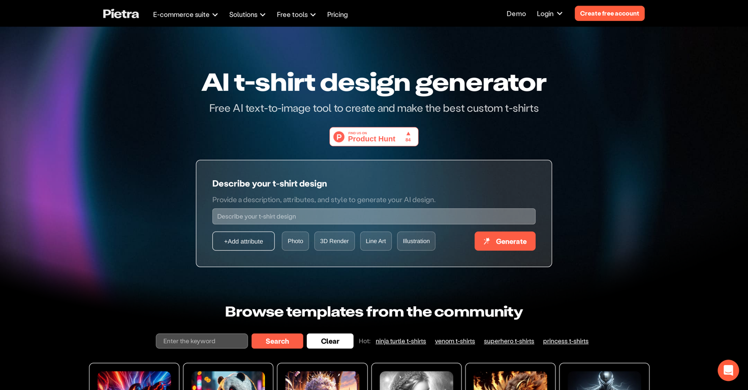 AI T-Shirt Generator website
