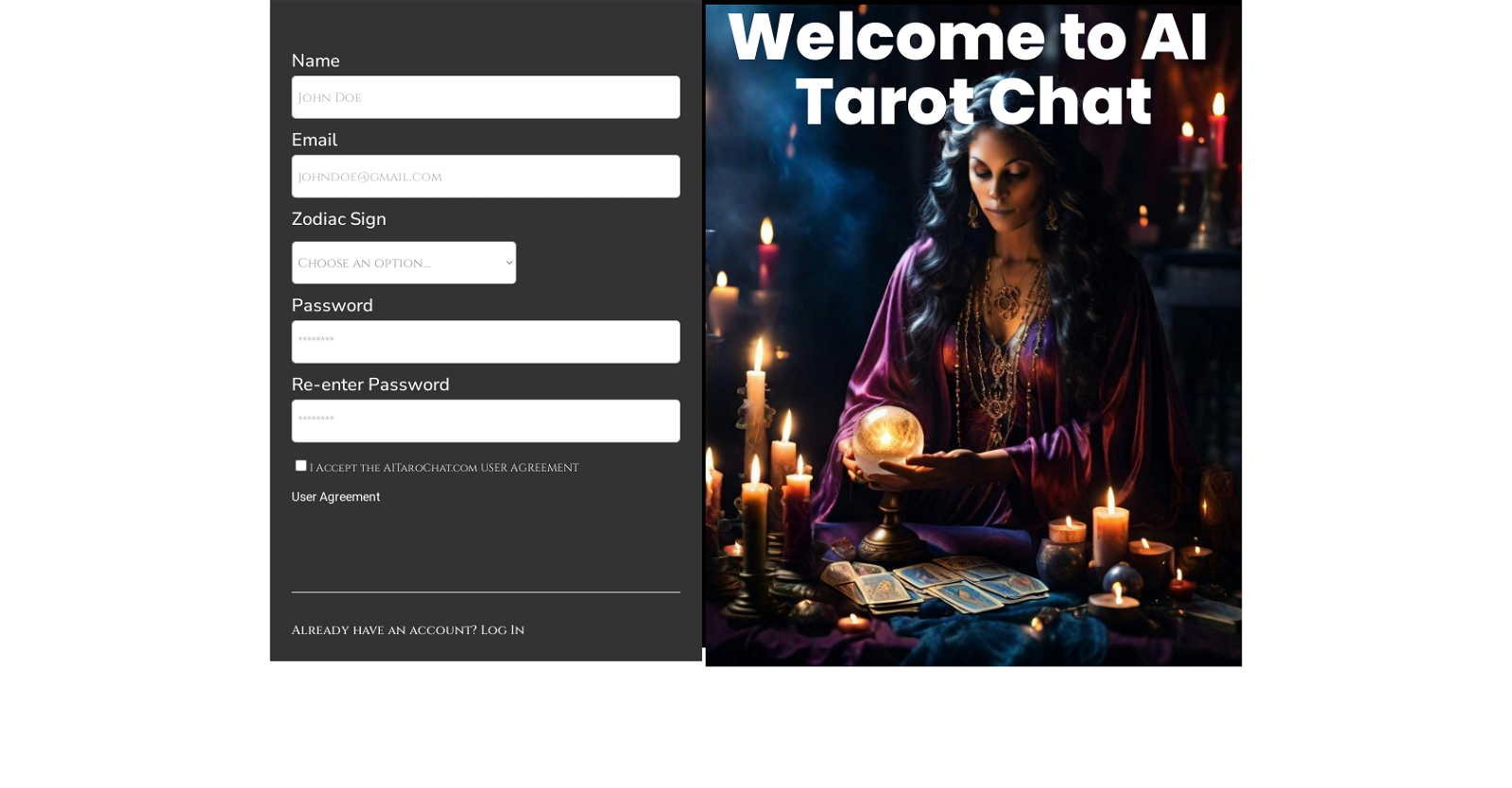 AI Tarot Chat website