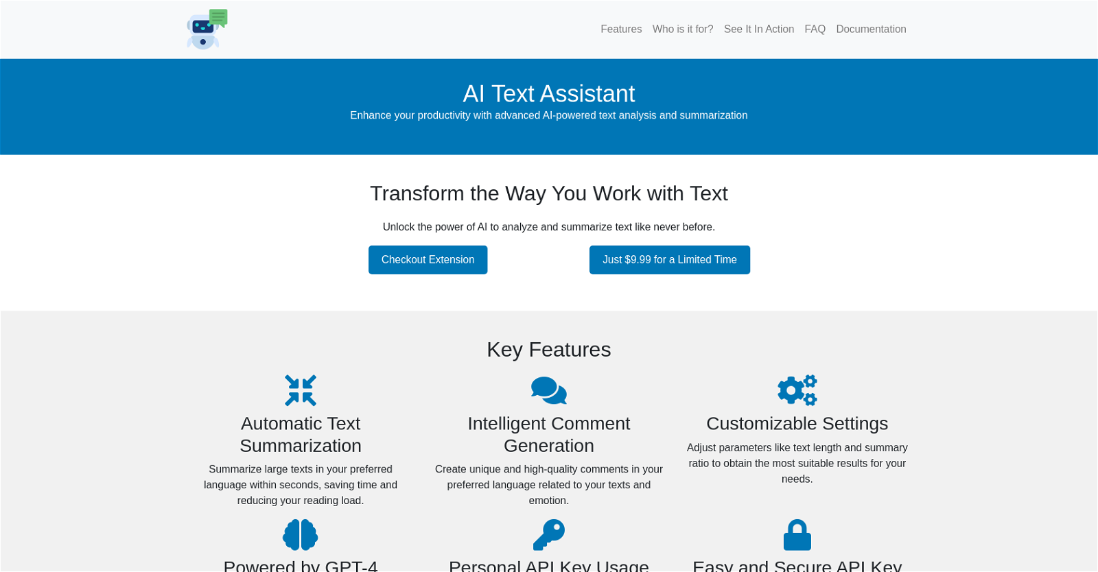 AI Text Assistant website
