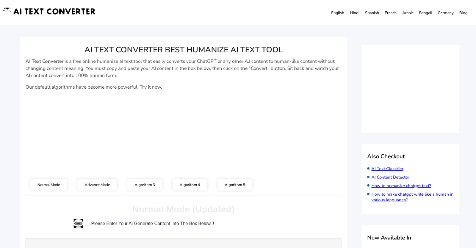AI Text Converter website