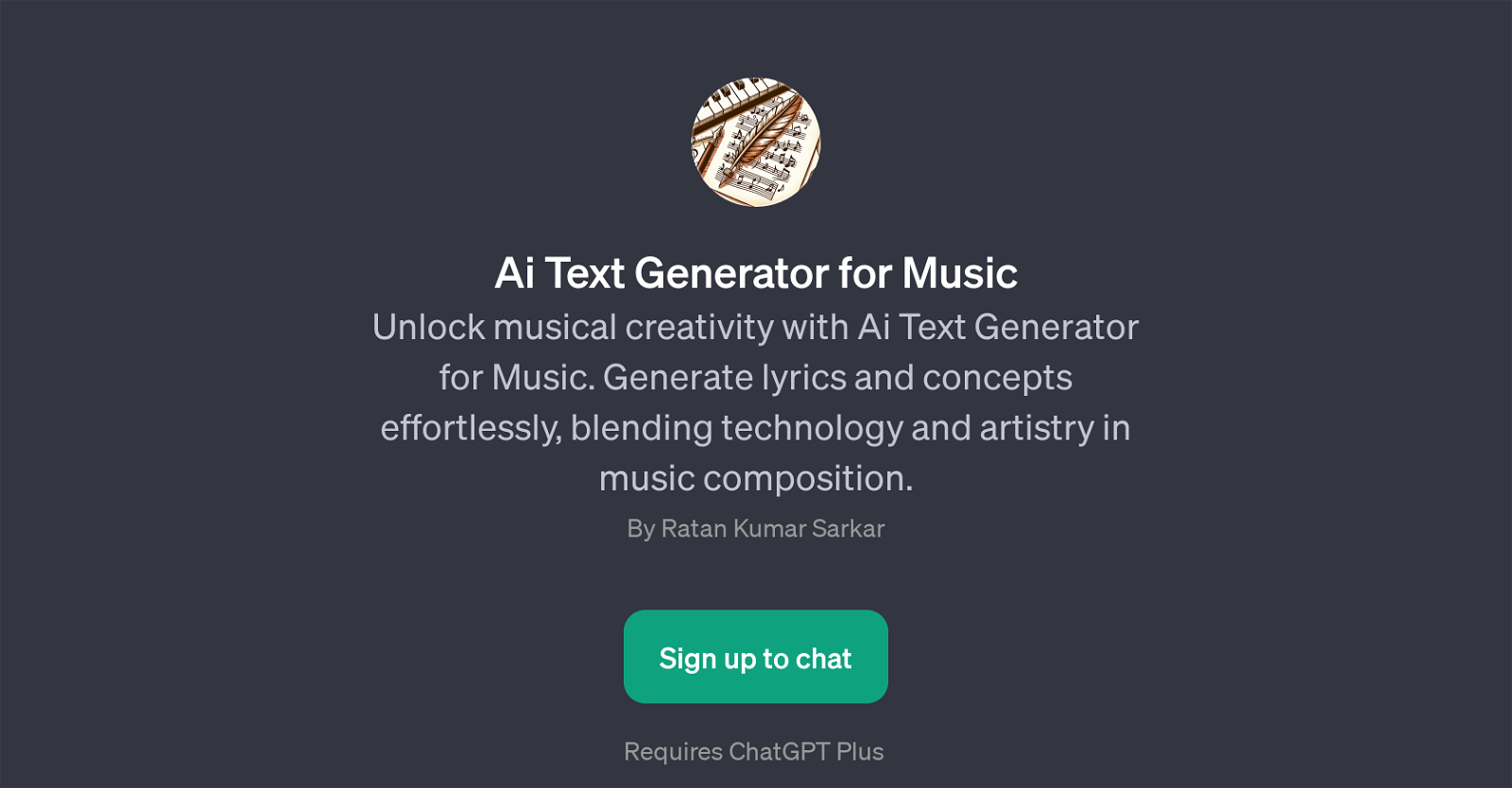 Ai Text Generator for Music website