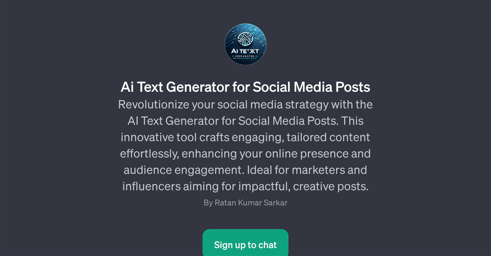 Ai Text Generator for Social Media Posts website