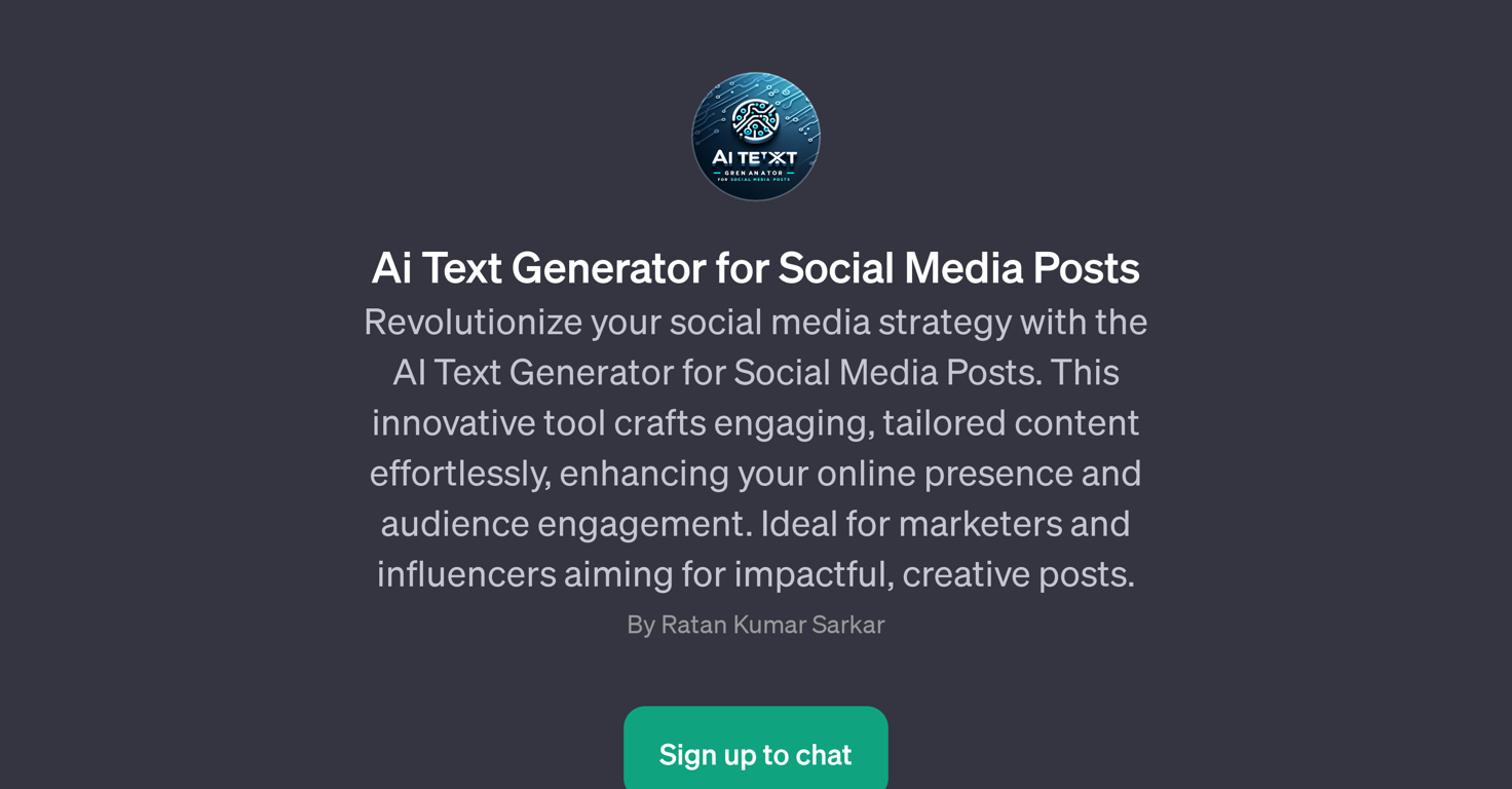 Ai Text Generator for Social Media Posts website