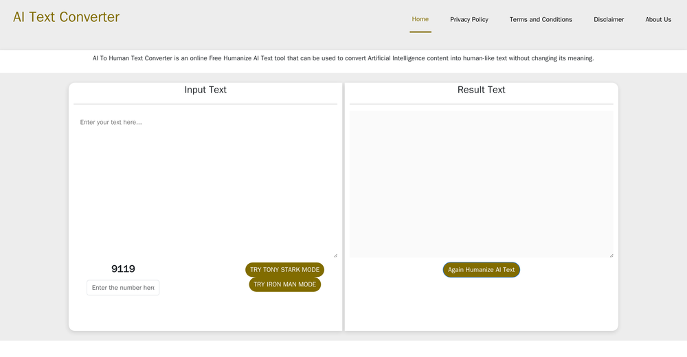 AI To Human Text Converter website