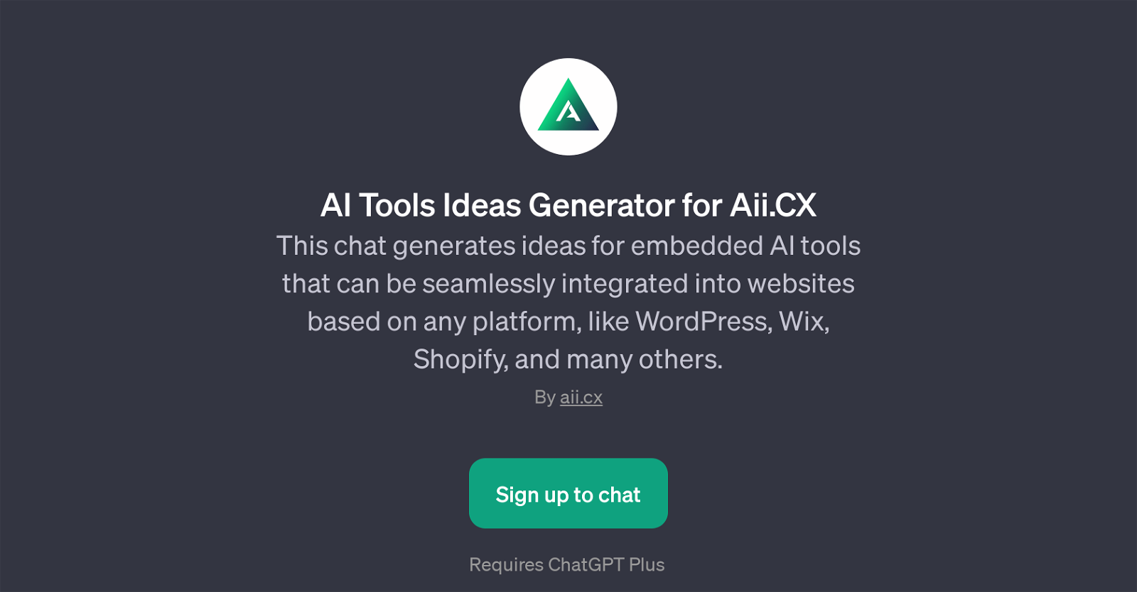 AI Tools Ideas Generator for Aii.CX website