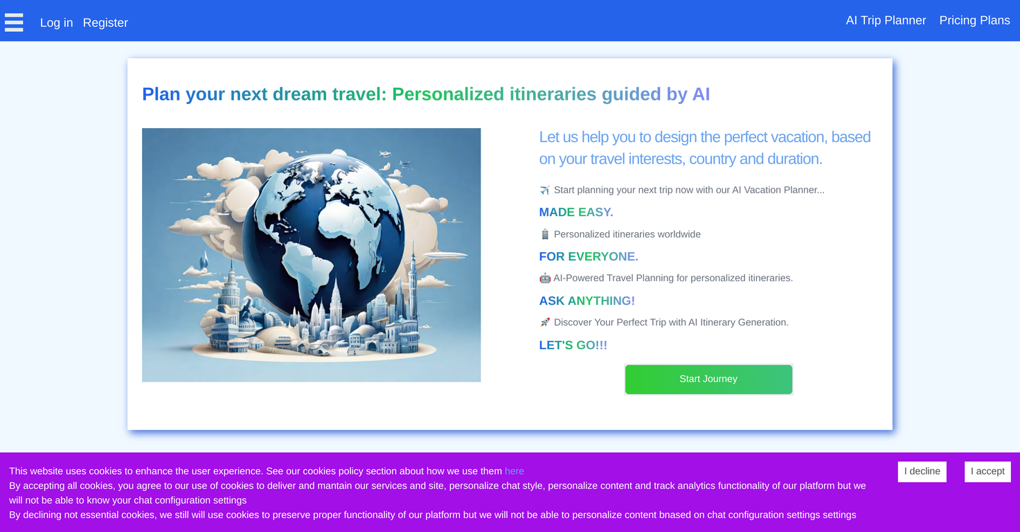 AI Trip Planner website