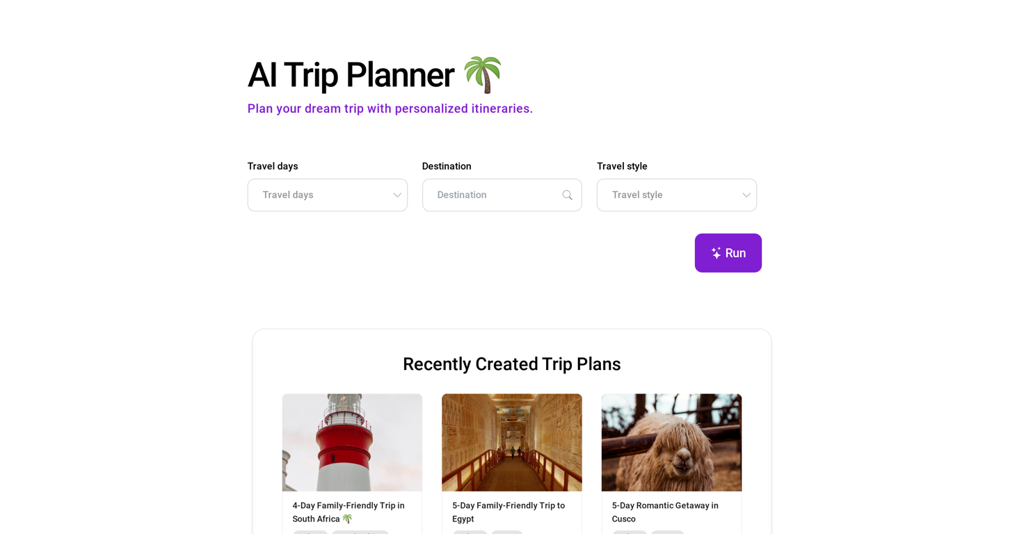 AI Trip Planner website