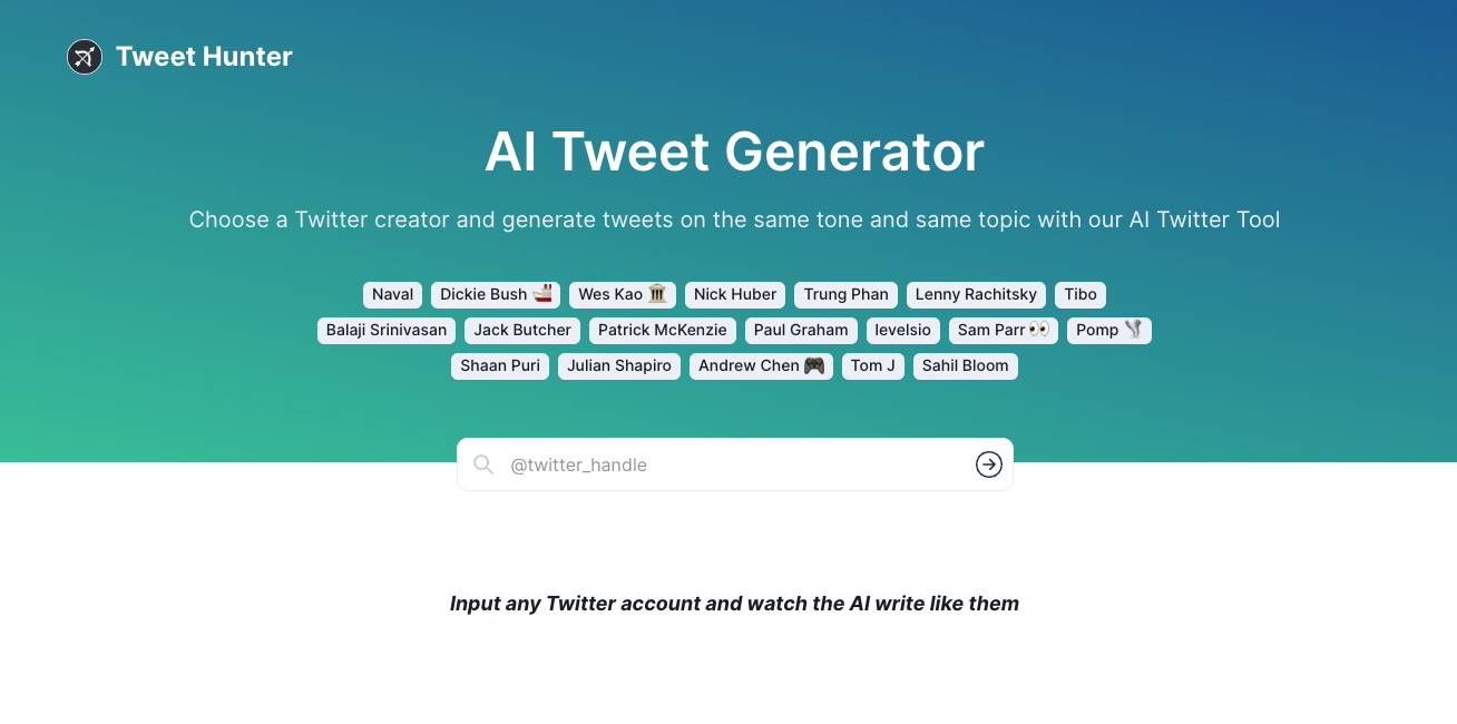 AI Tweet Generator website