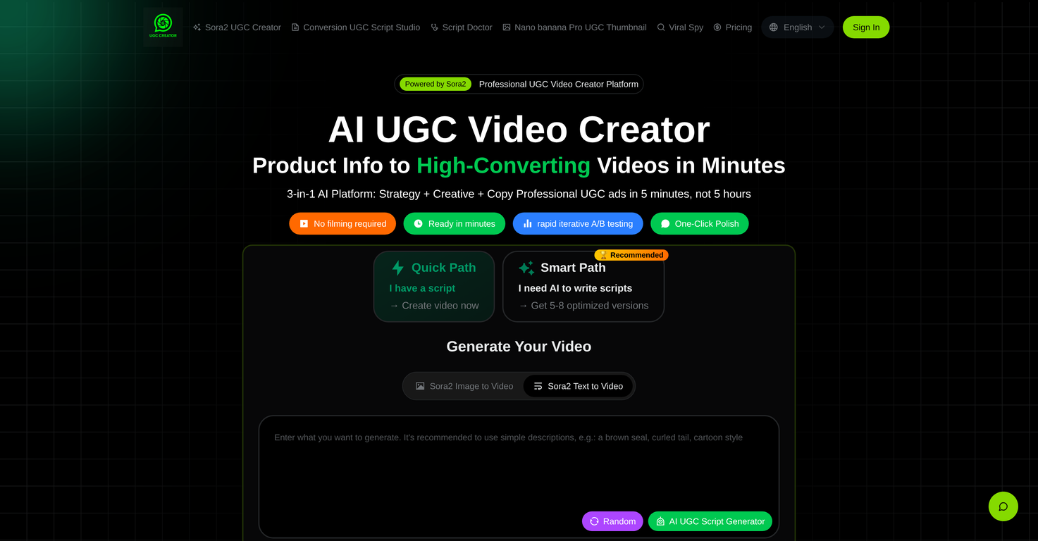 AI UGC Creator website