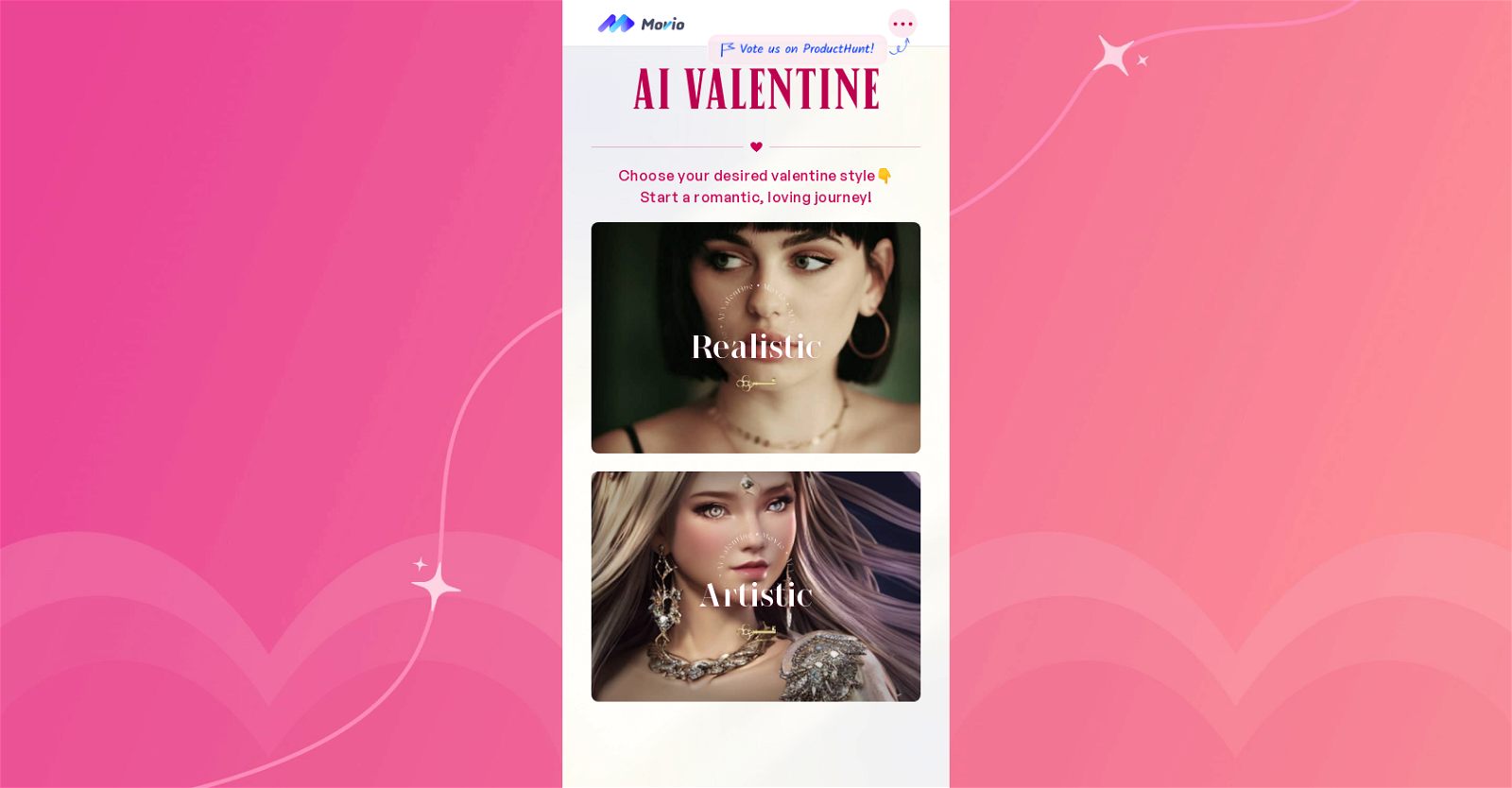 AI Valentine by Movio website