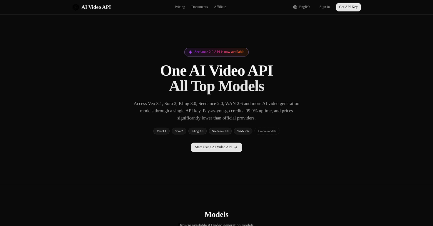 AI Video API.ai website
