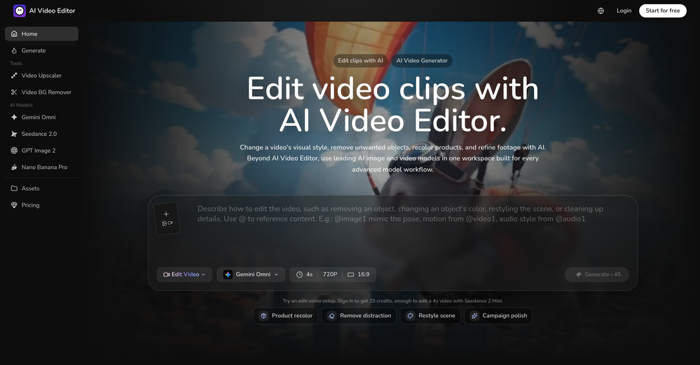 AI Video Editor website