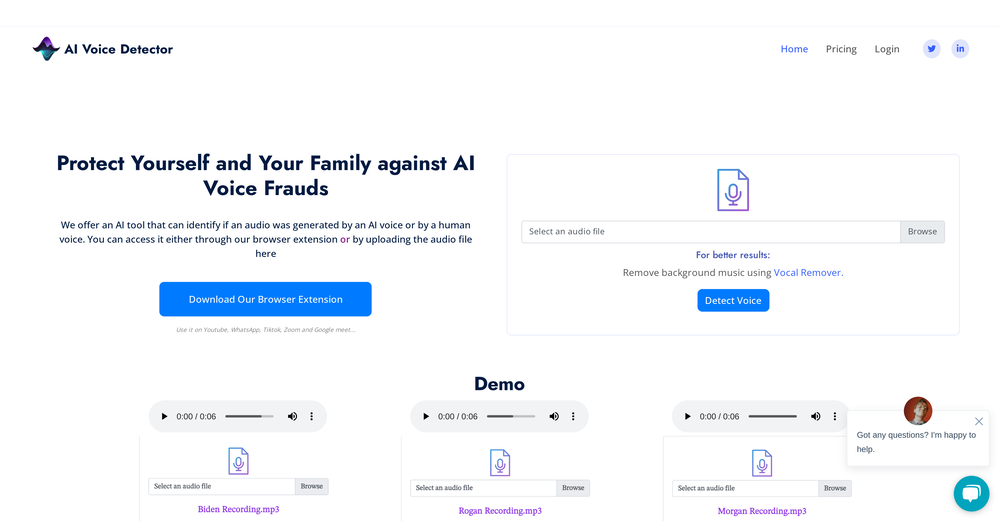 AI Voice Detector website
