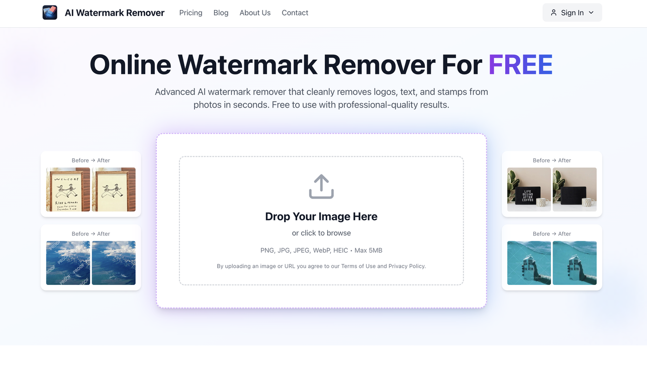 AI Watermark Remover website