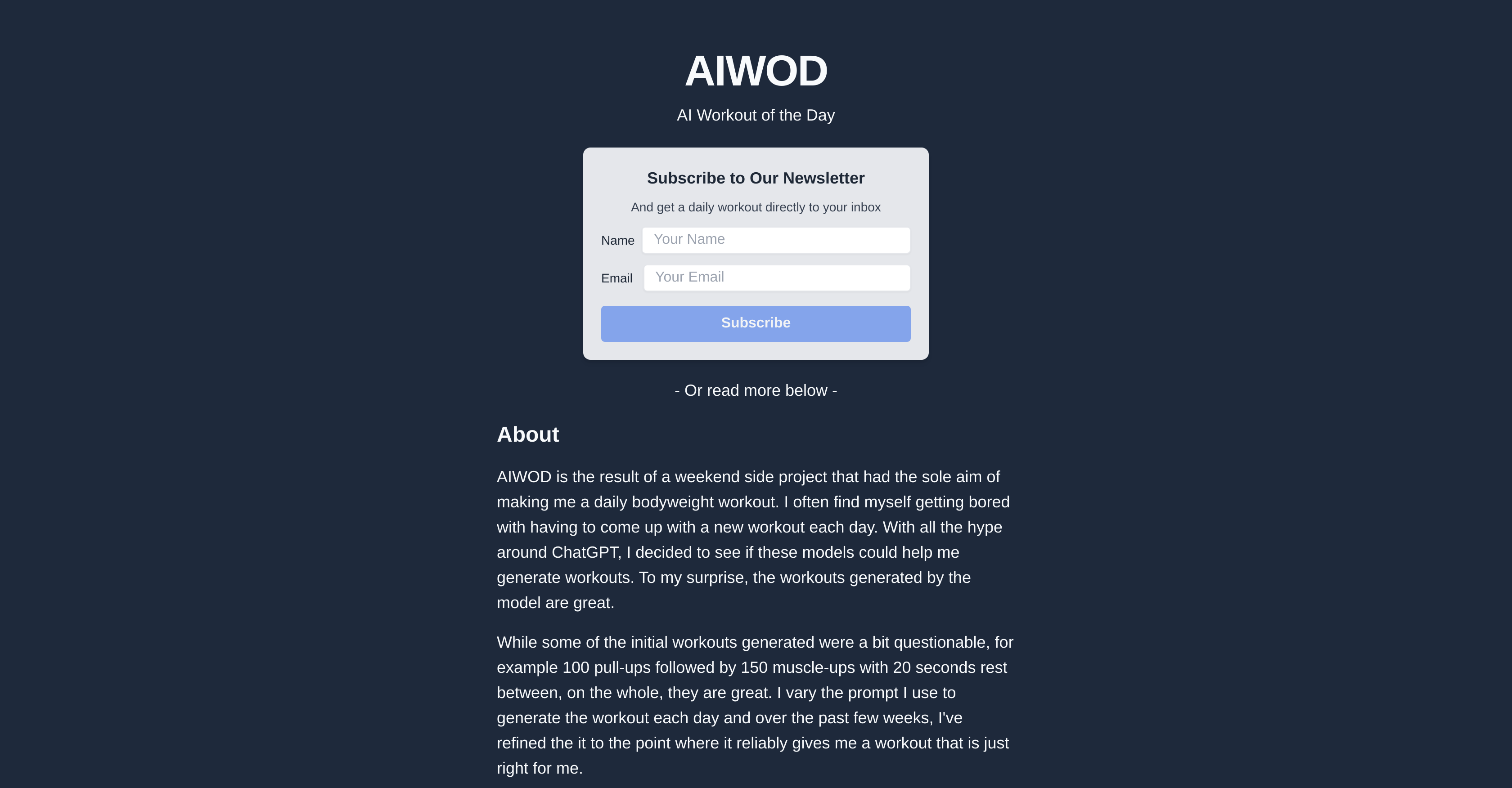 AI WOD website