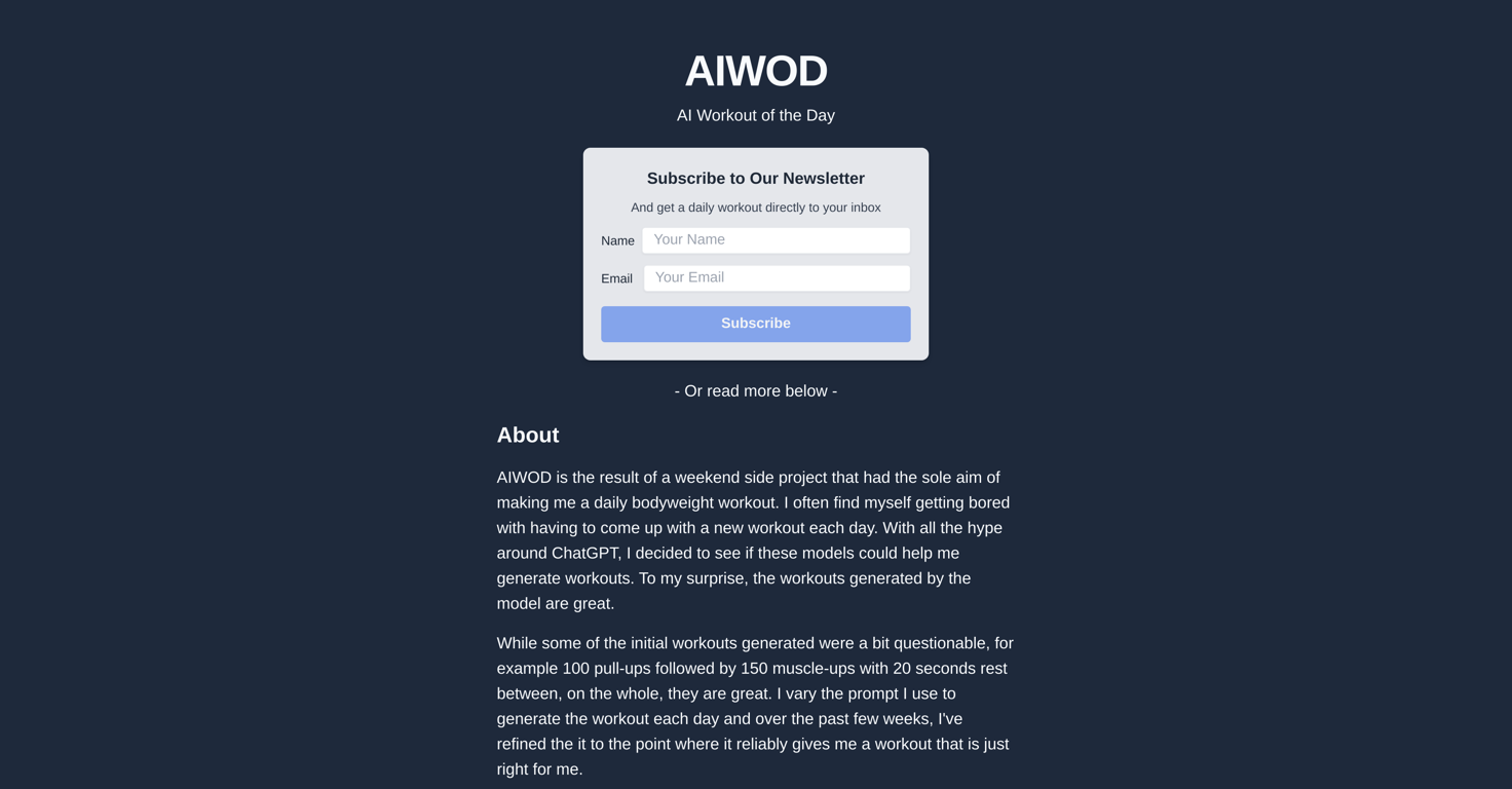 AI WOD website