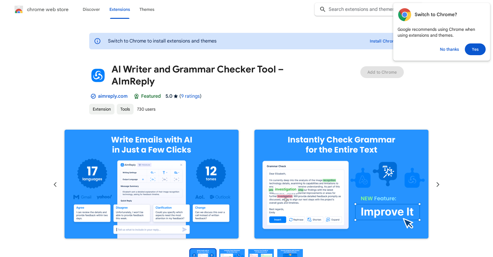 AI Writer & Grammar Checker Tool – AImReply website