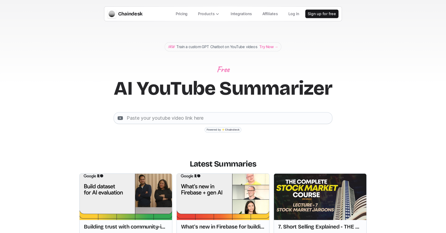 AI YouTube Summarizer website