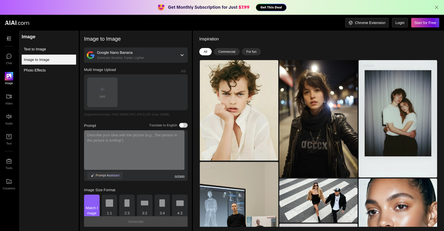 AIAI.com | Image to Image AI Generator website