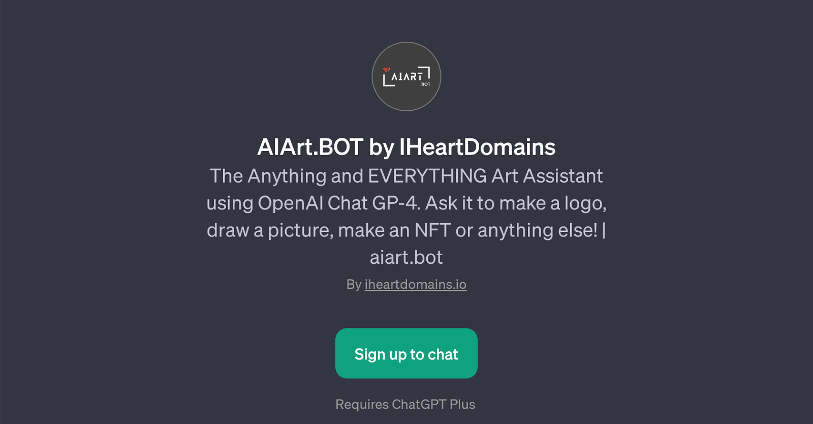 AIArt.BOT by IHeartDomains website