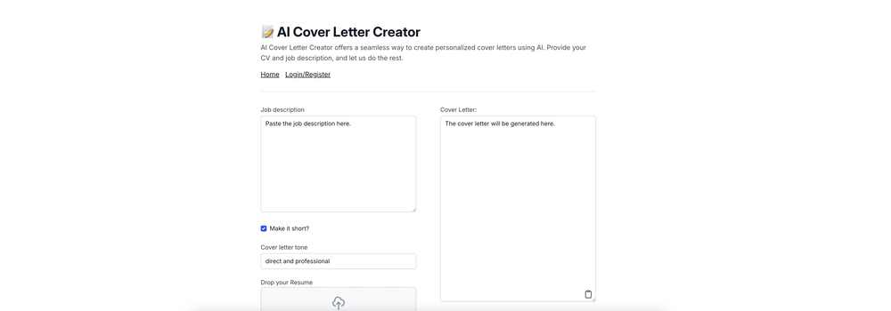 AICoverLetterCreator website
