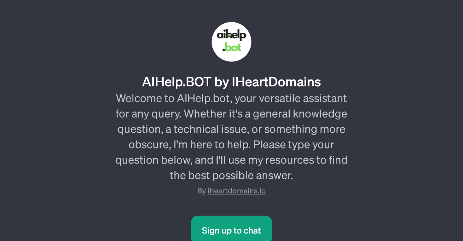 AIHelp.BOT by IHeartDomains website
