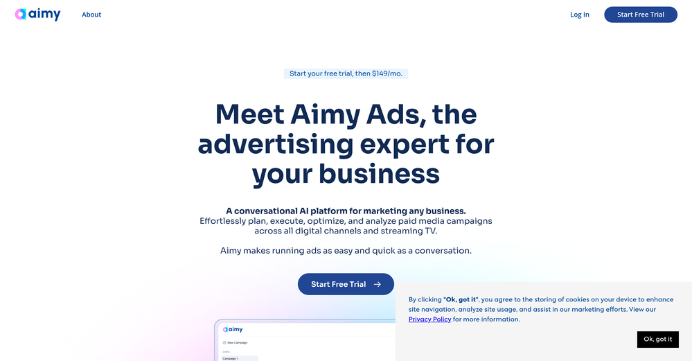 Aimy Ads website