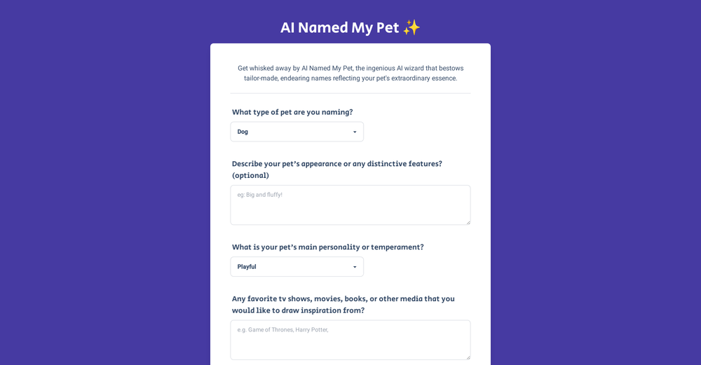 Ainamedmypet website