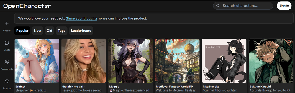 AIOpenCharacter website