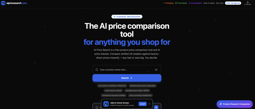 aipricesearch.com website
