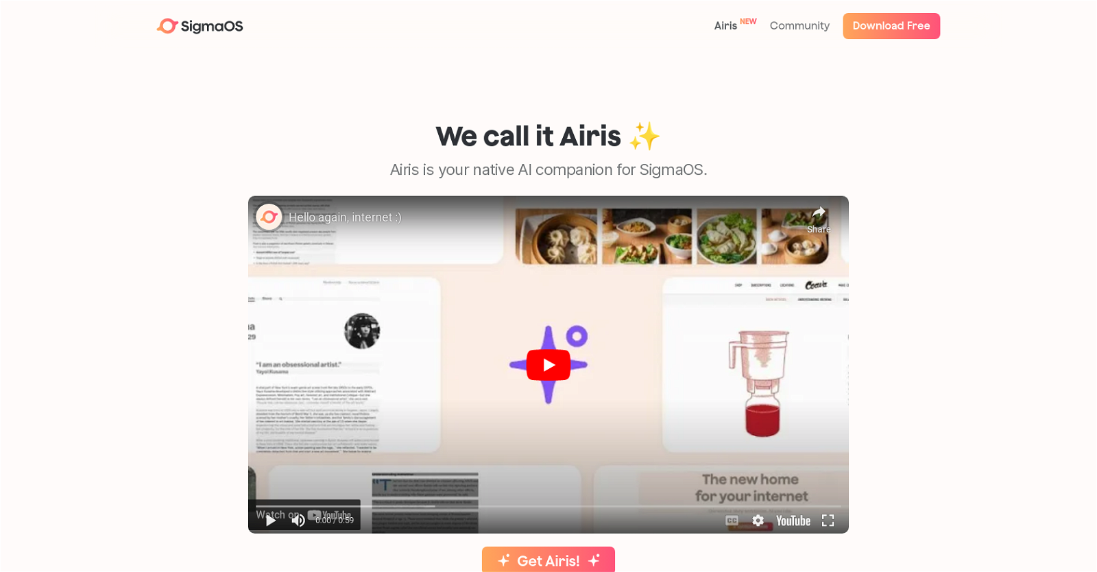 Airis by SigmaOS website
